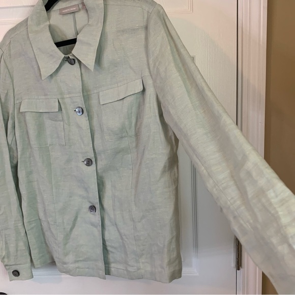 Nordstrom Long Sleeve Light Green Linen Button Down Blouse, size L - Picture 5 of 8